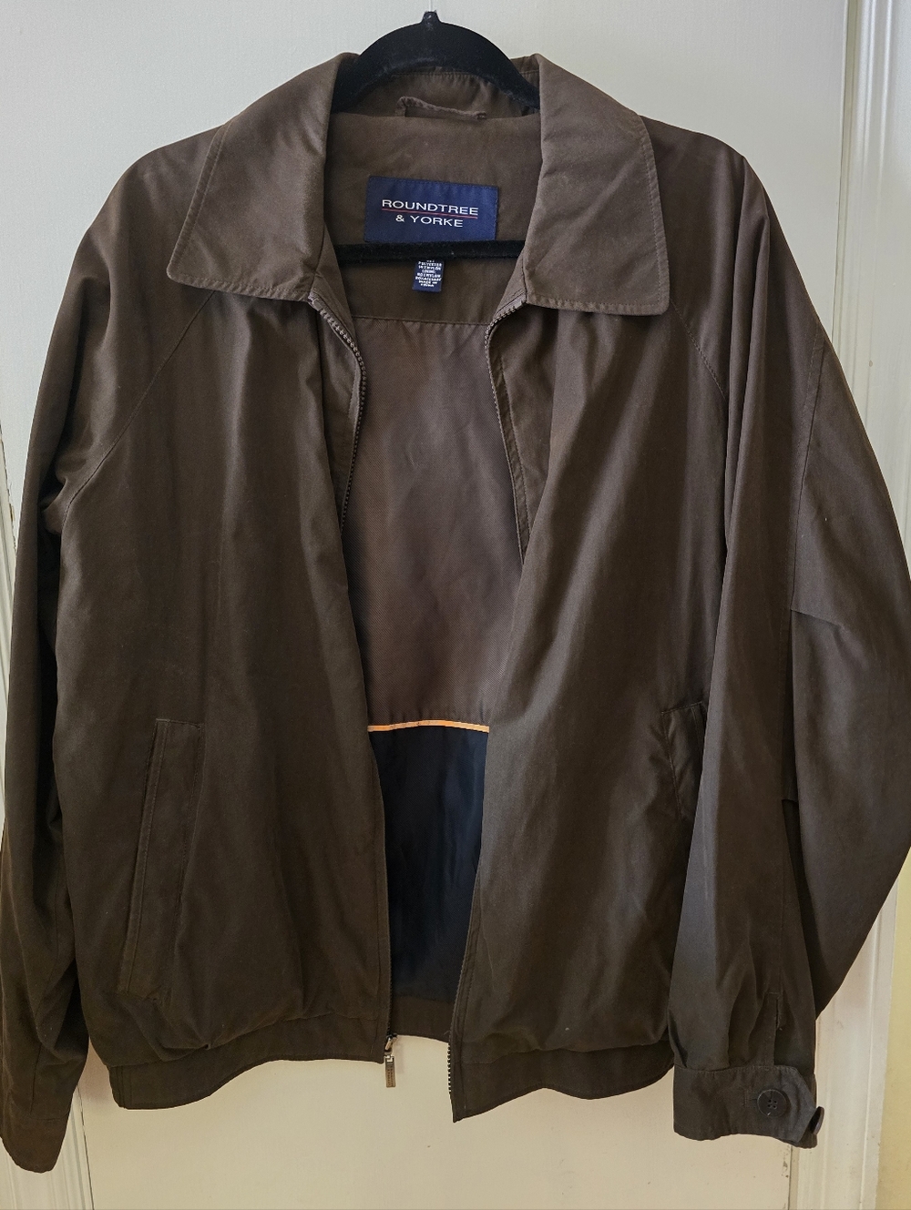 Men's Roundtree & Yorke Full Zip Lightweight Jacket, Dark Brown, Size M